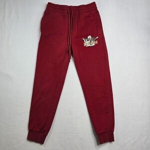 True Religion Buddha Graphic Red Jogger Sweatpants drawstring pockets logo READ
